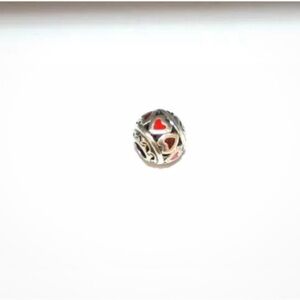Michael Anthony Sterling Silver Openwork Red Enamel Heart Charm